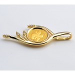14KT GOLD DIAMOND PENDANT with 24KT GOLD GUARDIAN ANGEL COIN